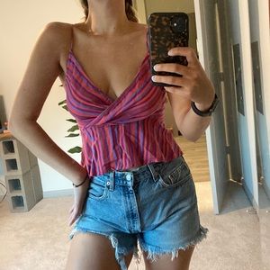 Striped spaghetti strap top